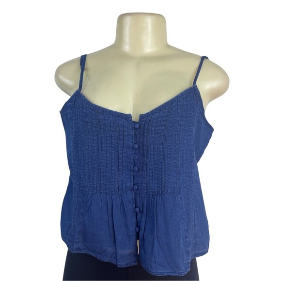 American Eagle Blue Button-Front Sleeveless Top With Adjustable Straps Size M - Picture 1 of 7